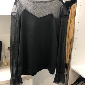 Black/ Sheer Long Sleeve Blous